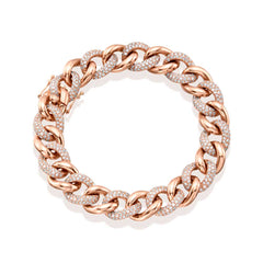 Alternating Curb Link Bracelet Rose Gold