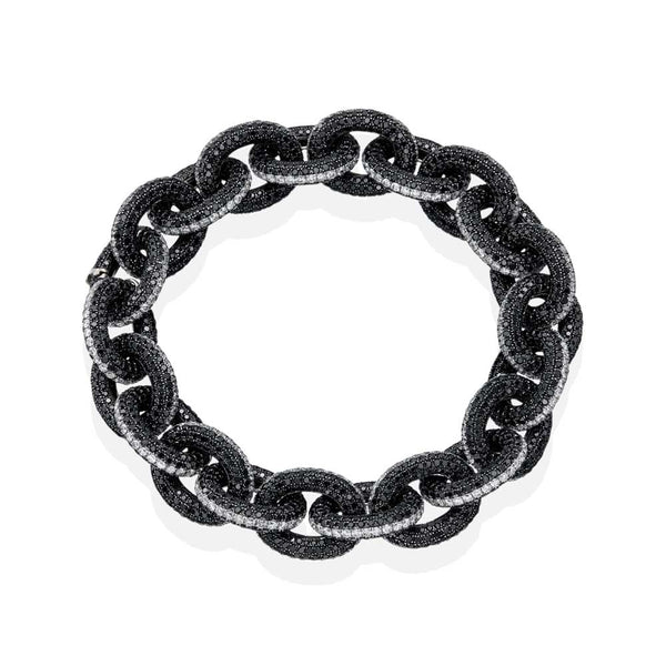 Black And White Diamond Pave Link Bracelet