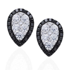 Black And White Diamond Pear Shaped Studs