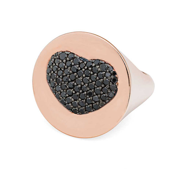 Black Diamond Heart Statement Ring