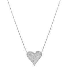 Diamond Border Heart Necklace White Gold