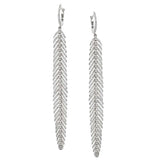 Diamond Feather Earrings Long