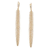 Diamond Feather Earrings Long