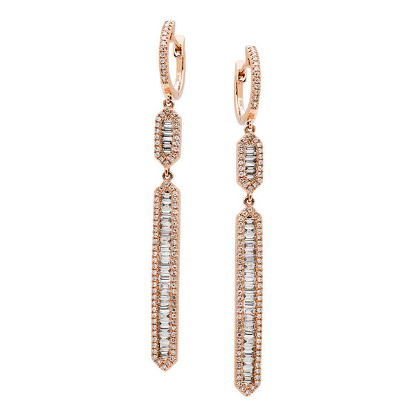 Gold And Diamond Drop Earrings