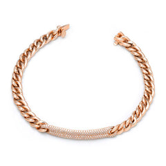 Gold And Diamond ID Link Bracelet