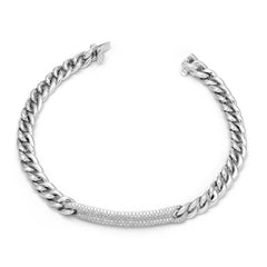 Gold And Diamond ID Link Bracelet White Gold