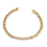 Gold And Diamond ID Link Bracelet