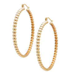 Gold Beaded Hoops Yellow Gold