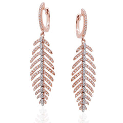 Hinged Feather Earrings Rose Gold