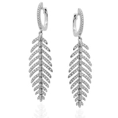 Hinged Feather Earrings White Gold