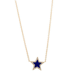 Lapis And Diamond Star Necklace