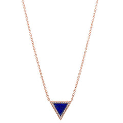 Lapis And Diamond Triangle Necklace