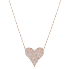 Large Diamond Heart Necklace Rose Gold