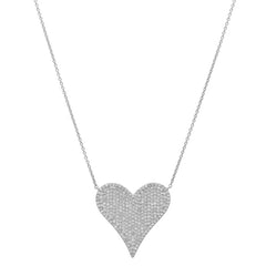 Large Diamond Heart Necklace White Gold