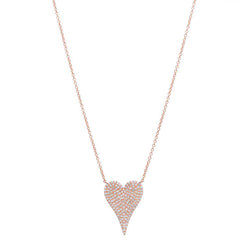 Medium Diamond Heart Necklace Rose Gold