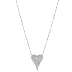 Medium Diamond Heart Necklace White Gold