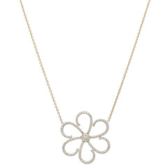 Open Flower Necklace Yellow Gold