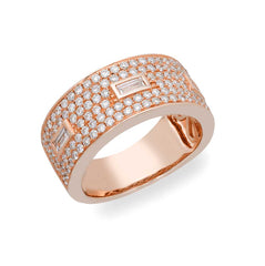 Pave And Baguette Band Rose Gold