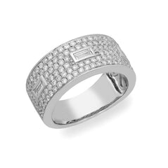 Pave And Baguette Band White Gold