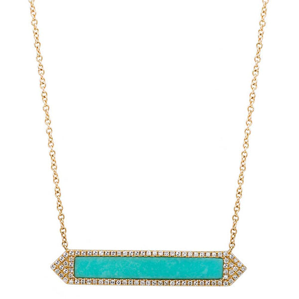 Turquoise And Diamond Bar Necklace