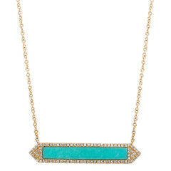 Turquoise And Diamond Bar Necklace